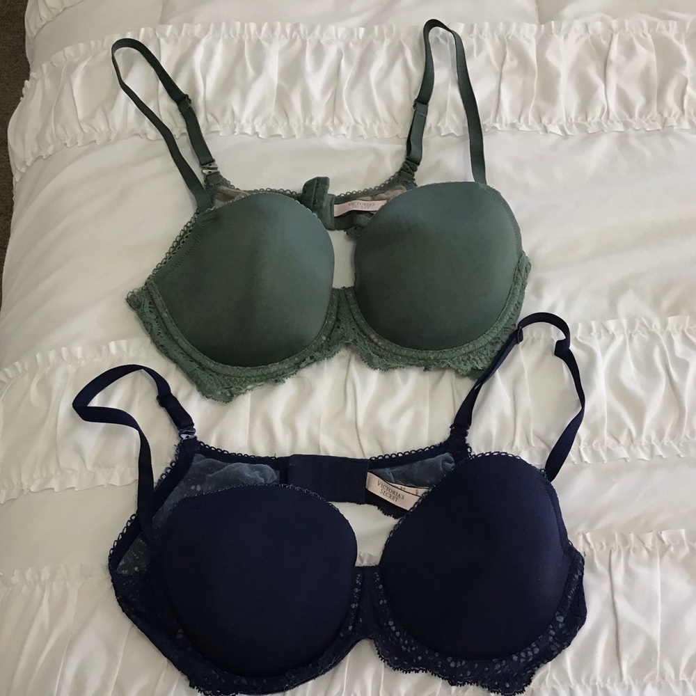Victoria’s Secret VS Dream Angel 38c Padded Underwire Lace Lightly Lined Blue